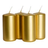 Bloklys guld 5cm x 10cm, 4 stk. stearinlys
