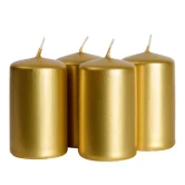 Bloklys guld 4cm x 7cm, 4 stk. stearinlys