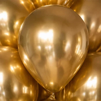Close-up af Guld Chrome Balloner med blank og skinnende guldfinish