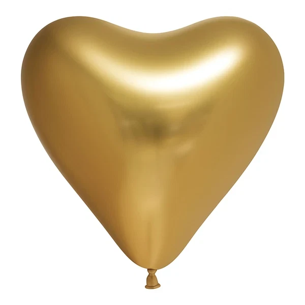 Balloner Hjerte guld chrome 30cm, 6 stk. festpynt