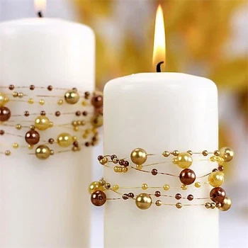 Perleguirlande guld 1,3m, 5 stk. bordpynt
