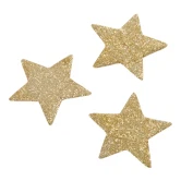 Stjerner guld glimmer 5cm, 10 stk. dekorationsmateriale