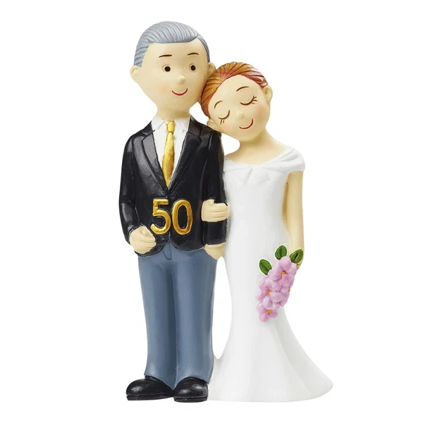 Figur Guldbryllup 50 år 8cm guldbryllupspynt