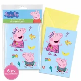 Packshot af Gurli Gris invitationer med kuverter 6 stk til børnefødselsdag med Peppa Pig motiv