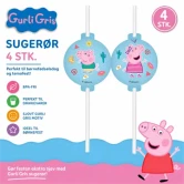 Packshot af Gurli Gris sugerør 4 stk til børnefødselsdag og Peppa Pig temafest
