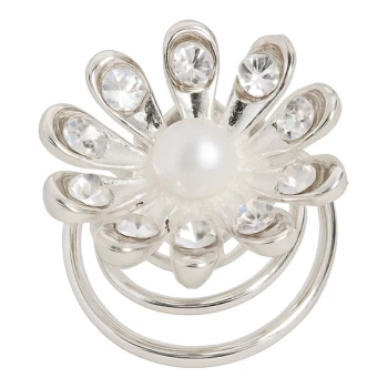 Hårspiral med diamantblomst og hvid perle bryllup