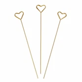 Hjerte kortholder i guld 20 cm pakke med 3 stk til bordkort, menukort og festdekoration
