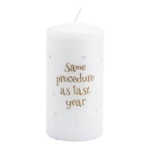 Bloklys Same Procedure As.../90 års fødselsdag hvid/guld 11cm nytårspynt