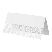 Bordkort med dekoration perlehvid 4,5cm x 9cm, 10 stk. borddækning