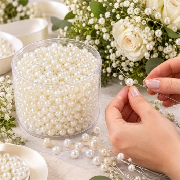 Hvide perler 8 mm bruges til blomsterdekoration og bryllupspynt
