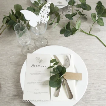 Bordkort Sommerfugl hvid perlemor, 10 stk. bordpynt