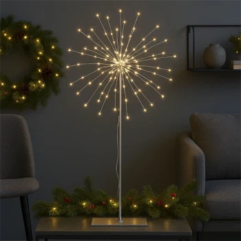 Firework Julestjerne på fod sølv 50cm, 120 LED-lys julebelysning