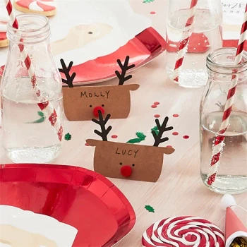Bordkort Rensdyr 3,8cm x 9,5cm, 10 stk. julefrokost