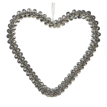 Hjerte med metalklokker 13cm julehjerte