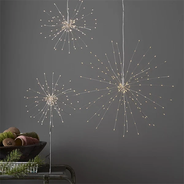 Firework Julestjerne på fod sølv 50cm, 120 LED-lys julelys