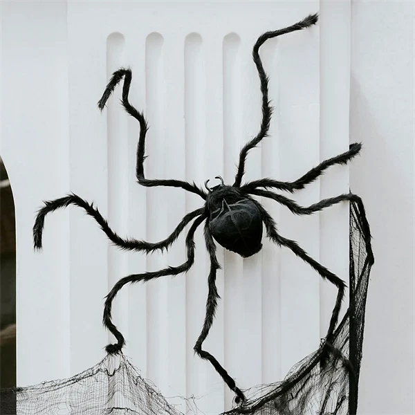 Kæmpe Edderkop sort 60cm halloween