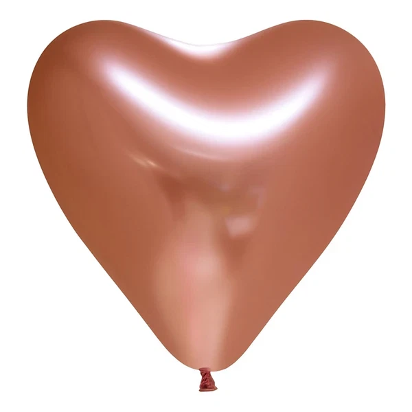 Balloner Hjerte kobber chrome 30cm, 6 stk. festpynt