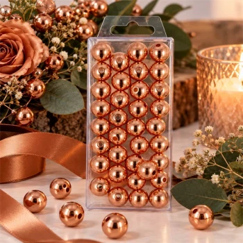 Kobber metallic perler 14 mm med blomster og dekorativ bordpynt