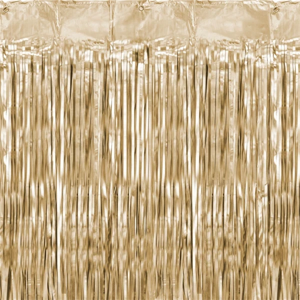 Lametta glimmerforhæng guld mat metallic 2,5m x 90cm festartikler
