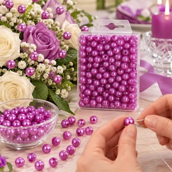 Lilla perler 8 mm brugt til blomsterdekoration og kreative DIY-projekter