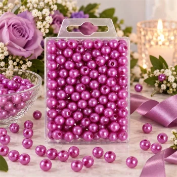 Lilla perler 8 mm til dekorativ bordpynt og blomsterdekoration