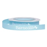 Bånd Barnedåb lyseblå/hvid 1cm x 5m barnedåbspynt