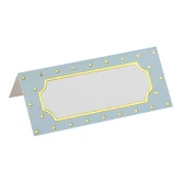 Bordkort Prikker lyseblå/guld, 10 stk. borddækning