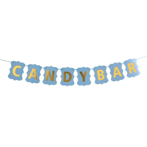 Guirlande Candy Bar guld/lyseblå 15cm x 1,3m festpynt