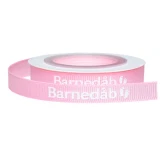 Bånd Barnedåb lyserød/hvid 1cm x 5m barnedåbspynt