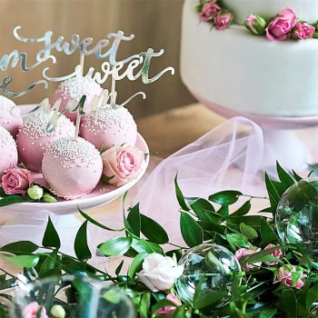 Tyl med glimmer lyserød 15cm x 9m borddækning