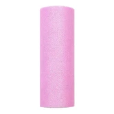 Tyl med glimmer lyserød 15cm x 9m festpynt