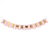 Guirlande "It's A Girl" lyserød/guld 1,7m festartikler
