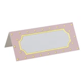 Bordkort Prikker lyserød/guld, 10 stk. borddækning