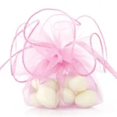 Risposer organza med bånd lyserød, 10 stk. festpynt