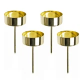 Lysholder på spyd til fyrfadslys guld 9cm, 4 stk. adventskrans