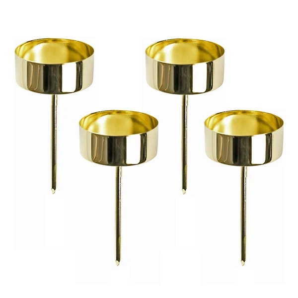 Lysholder på spyd til fyrfadslys guld 9cm, 4 stk. adventskrans