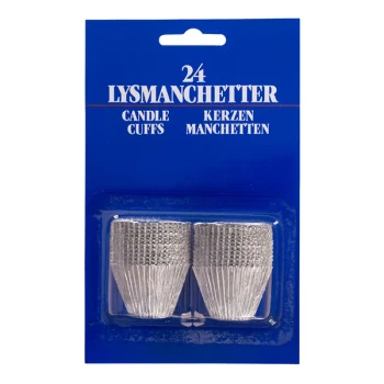 Lysmanchetter til kronelys sølv, 24 stk. festpynt