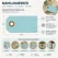 Manilamærker lys turkis 4x8 cm 10 stk infografik med mål, produktfordele og anvendelsesmuligheder som bordkort, gavemærker og hobbyprojekter.