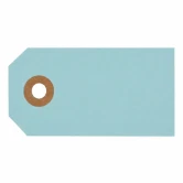 Manilamærker lys turkis 4x8 cm i karton med forstærket hul til bordkort, gavemærker og kreative hobbyprojekter.
