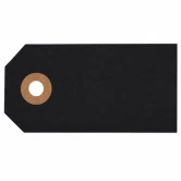 Sorte manilamærker 4x8 cm i kraftig karton med forstærket hul, pakke med 10 stk.