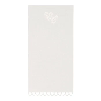 Menukort Hjerter perlehvid 21cm x 10,5cm, 12 stk borddækning
