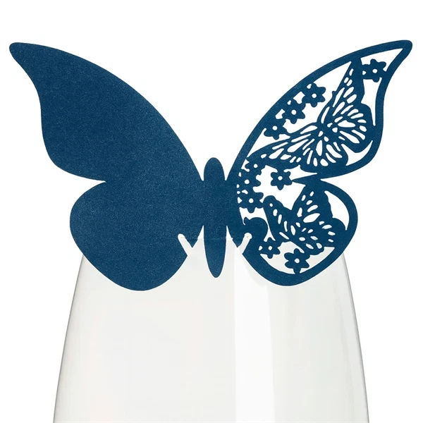 Bordkort Sommerfugl midnatsblå perlemor, 10 stk. borddækning