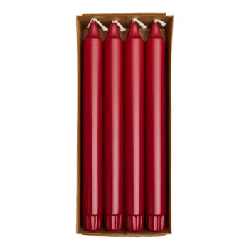 Kronelys mørk rød 2,3cm x 24cm, 8 stk. borddækning