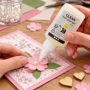 Multi Glue klar 27 ml hobbylim i brug til papirblomst og kortfremstilling