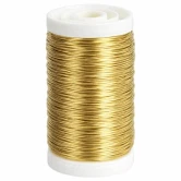 Myrtetråd i guld 0,50 mm – 50 meter guldfarvet metaltråd på hvid spole til blomsterbinding og dekoration