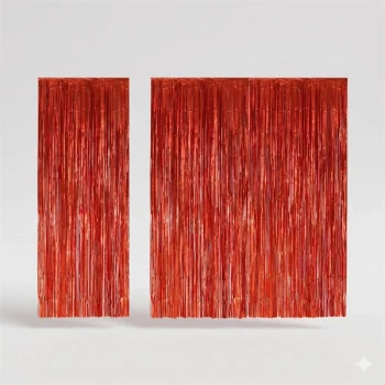 Orange glimmerforhæng 100x240 cm folie dørgardin packshot på hvid baggrund