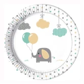 Paptallerkner Baby Elefant 23cm, 8 stk. engangsservice