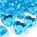 Close-up af perleblå hjerte diamanter 12 mm med facetslebne kanter