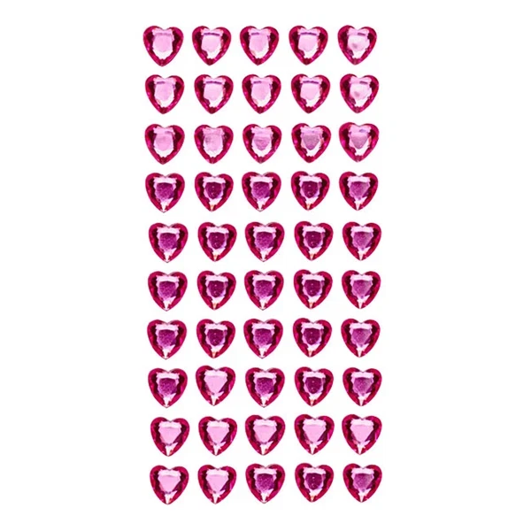 Selvklæbende Hjerte rhinsten pink 1cm, 50 stk. kreativ