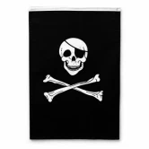 Pirat flag med dødningehoved 40x60 cm sort flag med kranie og korslagte knogler